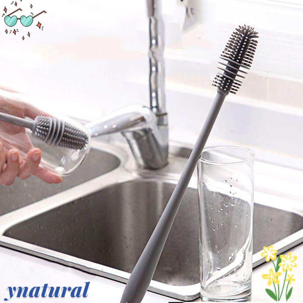 YNATURAL Bàn Chải Silicone Cán Dài Vệ Sinh Bình Thủy Tinh Tiện Dụng