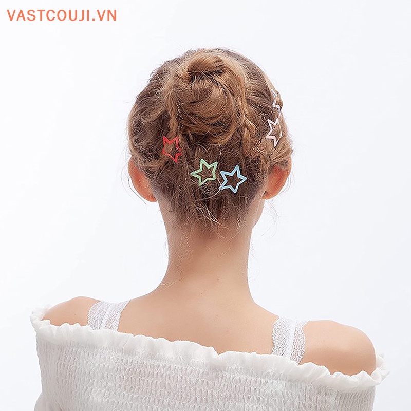 Set 10 Kẹp Tóc Kim Loại Hình Ngôi Sao Nhiều Màu Sắc Dễ Thương Cho Nữ