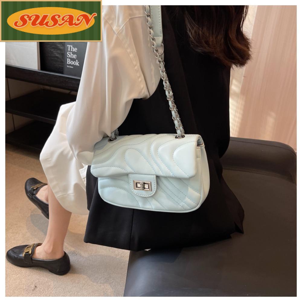 Usans Túi Xách Da PU Đeo Vai Dây Xích Nhỏ Màu Đen / Xanh Dương / Kem Có Hương Thơm Thời Trang Cho Nữ