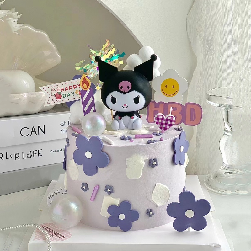 Búp Bê Trang Trí Bánh Kem Sinh Nhật Hình Mèo Kitty Chó Kuromi Đá Ngọc Bích