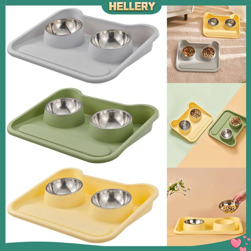 Bộ 2 Bát Đựng Thức Ăn / Nước Uống Bằng Thép Không Gỉ Tiện Dụng Cho Thú Cưng