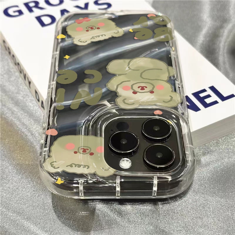 Ốp Điện Thoại Mềm Trong Suốt Hình Gấu Xanh Lá Cho iPhone14promax 1312 / 11 7 / 8plus xr / sins NF57