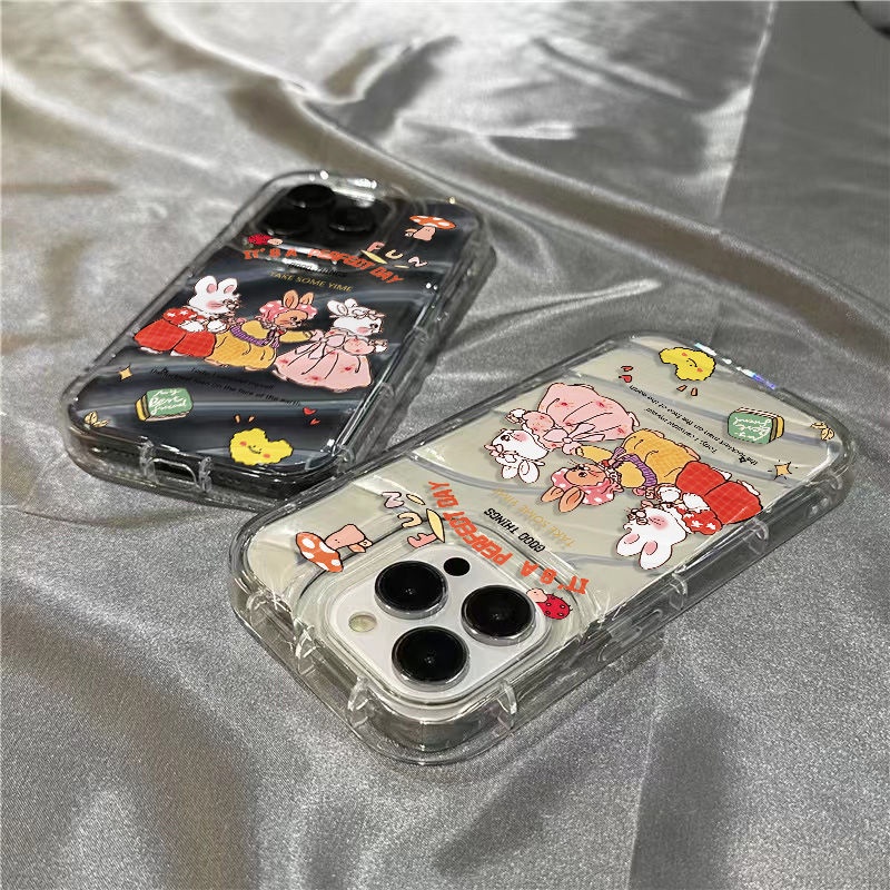 Ốp Điện Thoại Mềm Trong Suốt Hình Ba Chú Thỏ Dễ Thương Cho iPhone14promax 1312 / 11 7 / 8plus xr / sins JYNT