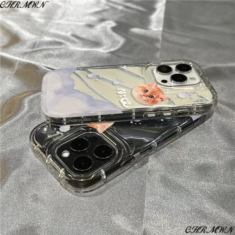 Ốp Điện Thoại Mềm Trong Suốt In Hình Mèo Hoạt Hình Dễ Thương Cho iPhone14promax 1312 / 11 7 / 8plus xr /ins