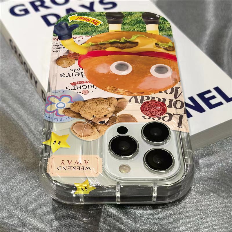 Ốp Điện Thoại Mềm Trong Suốt Hình Burger Vui Nhộn Cho iPhone14promax 1312 / 11 7 / 8plus xr / sins G4FV