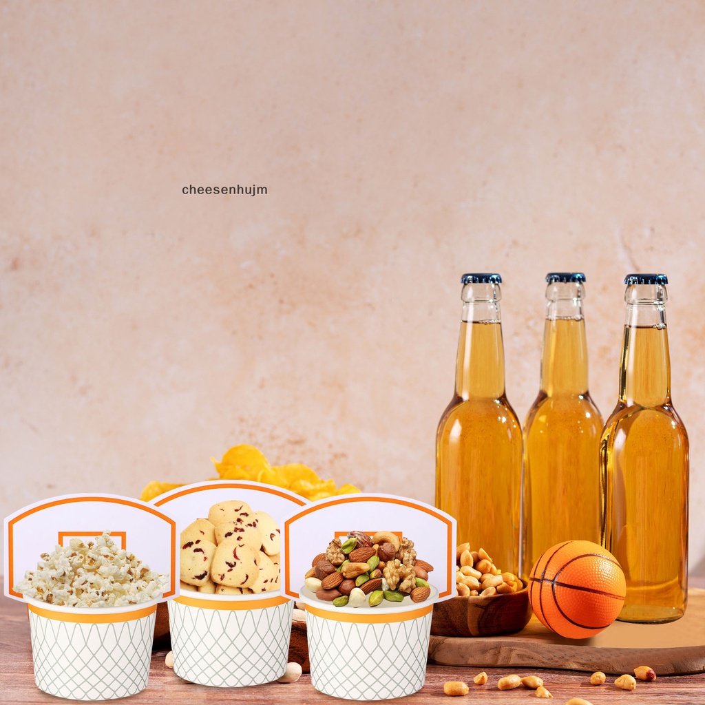 Bộ 50 Cốc Đựng Kem 9 oz Dùng Một Lần Họa Tiết Bóng Rổ Độc Đáo