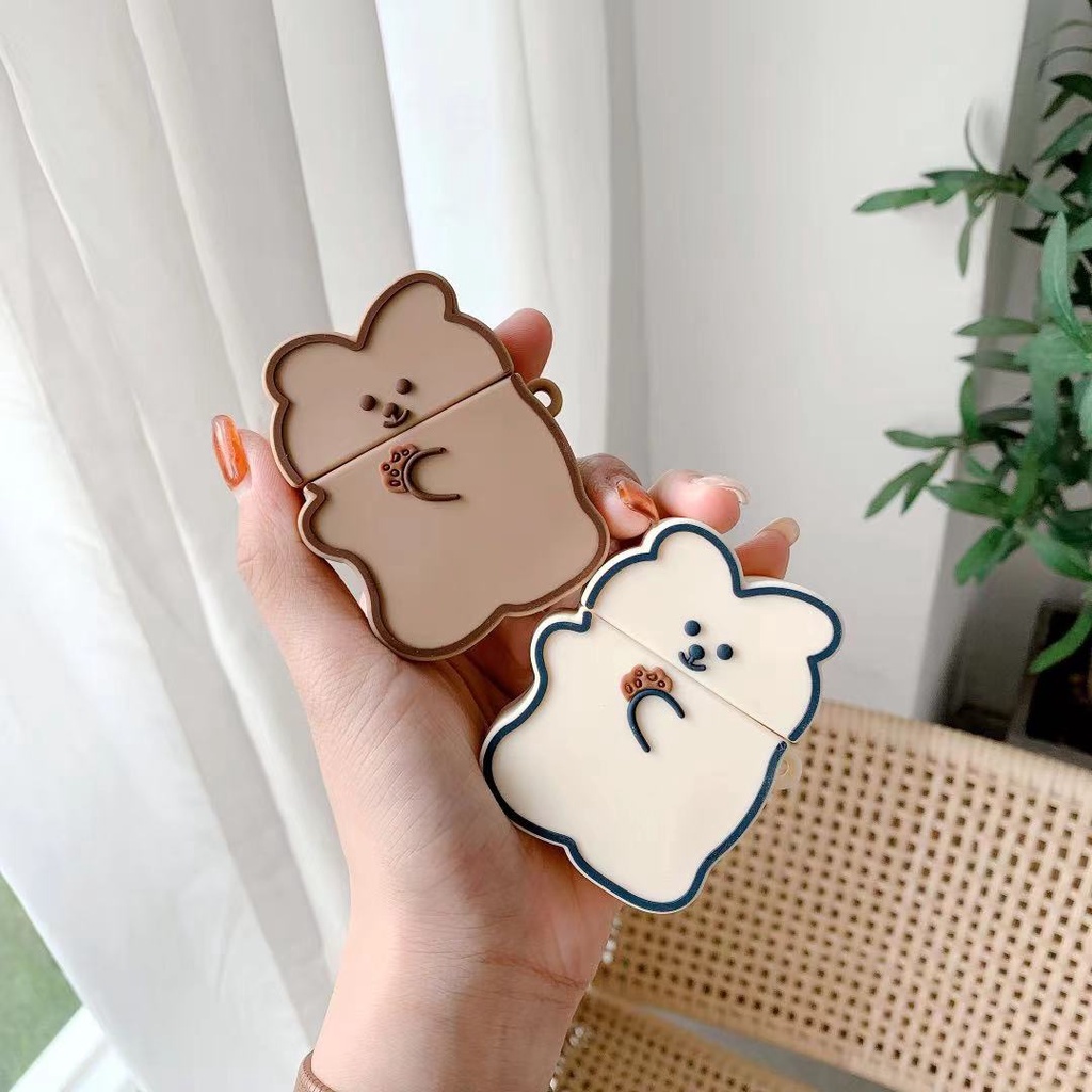 Vỏ Bảo Vệ Hộp Sạc Tai nghe không dây Apple Airpods Pro 3 1 Bằng Silicon Mềm Hình Gấu Bánh Quy