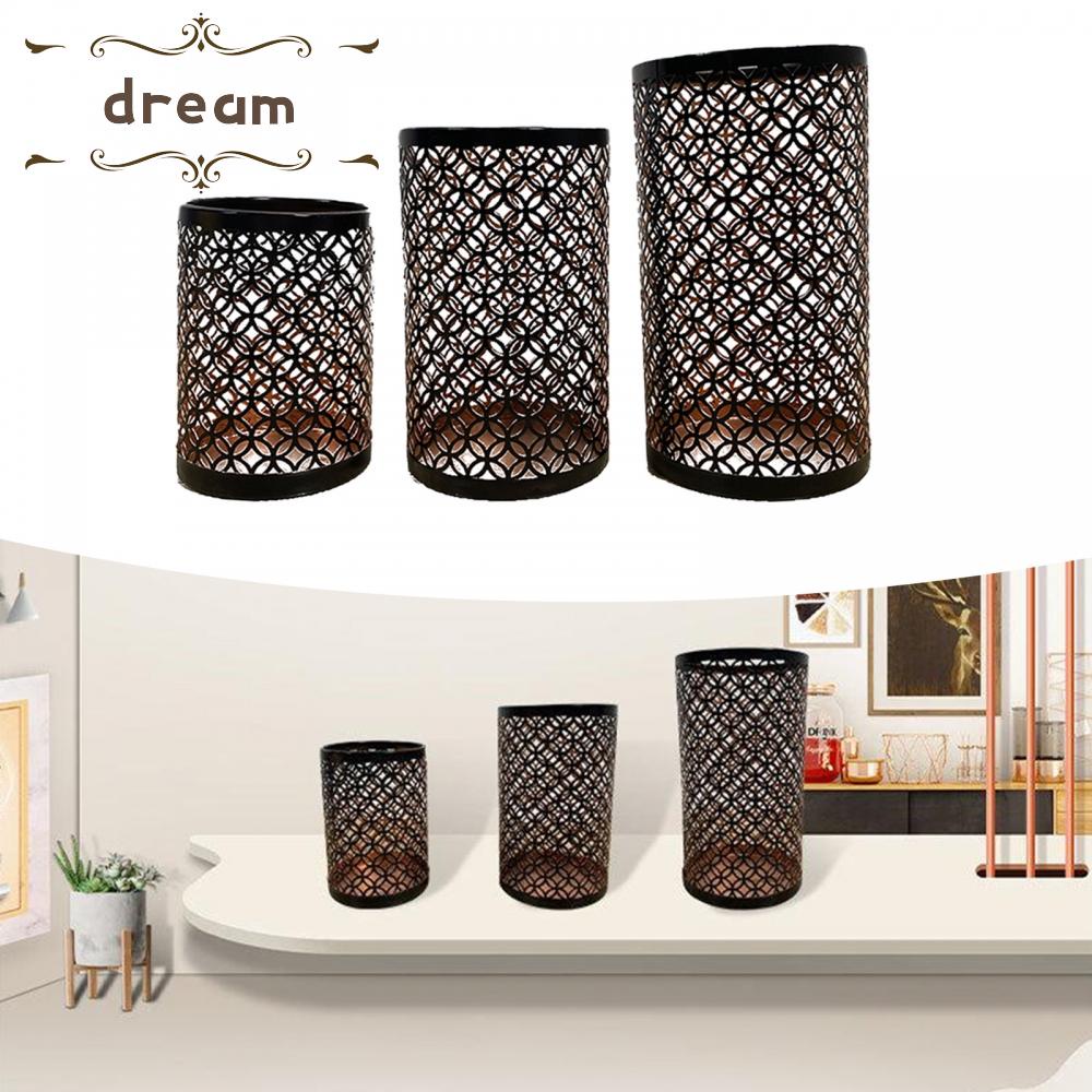 【DREAMLIFE】Candle Base 3 Size 3pcs/set Black Decor Hollow Iron Candle Accessories