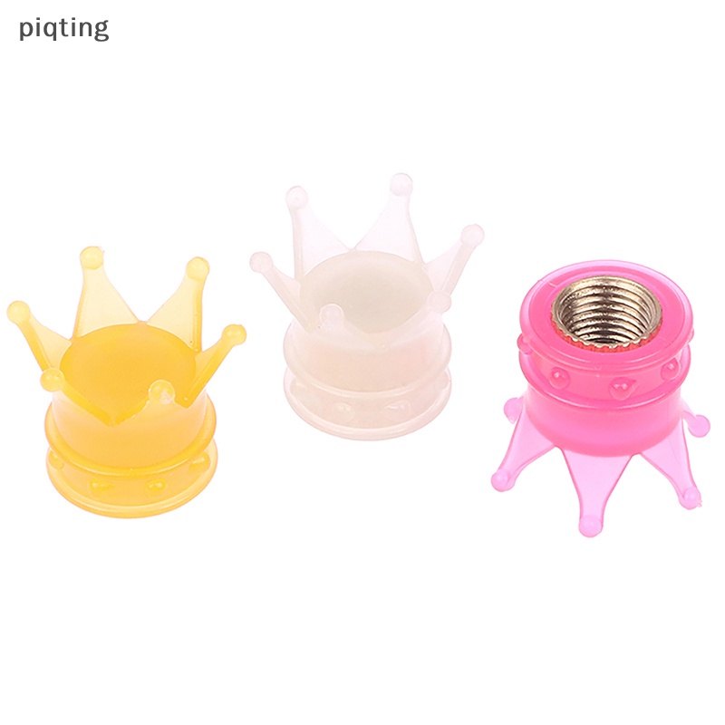 Piqt set 4 Nắp Van Bánh Xe Hơi / Xe Tải / Xe Máy Hình Vương Miện Dạ Quang Thông Dụng