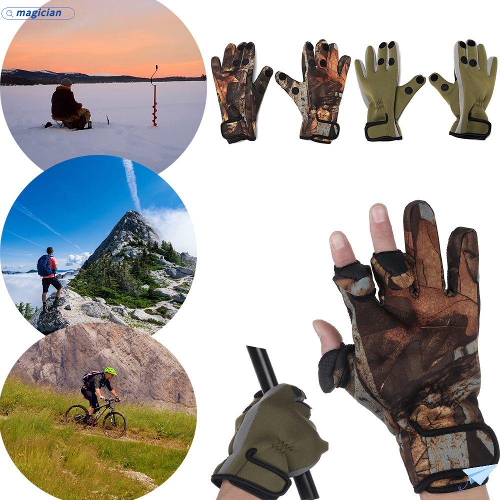 MAG Găng Tay Câu Cá 3 Ngón Bằng Da PU Chống Trượt Chống Thấm Nước