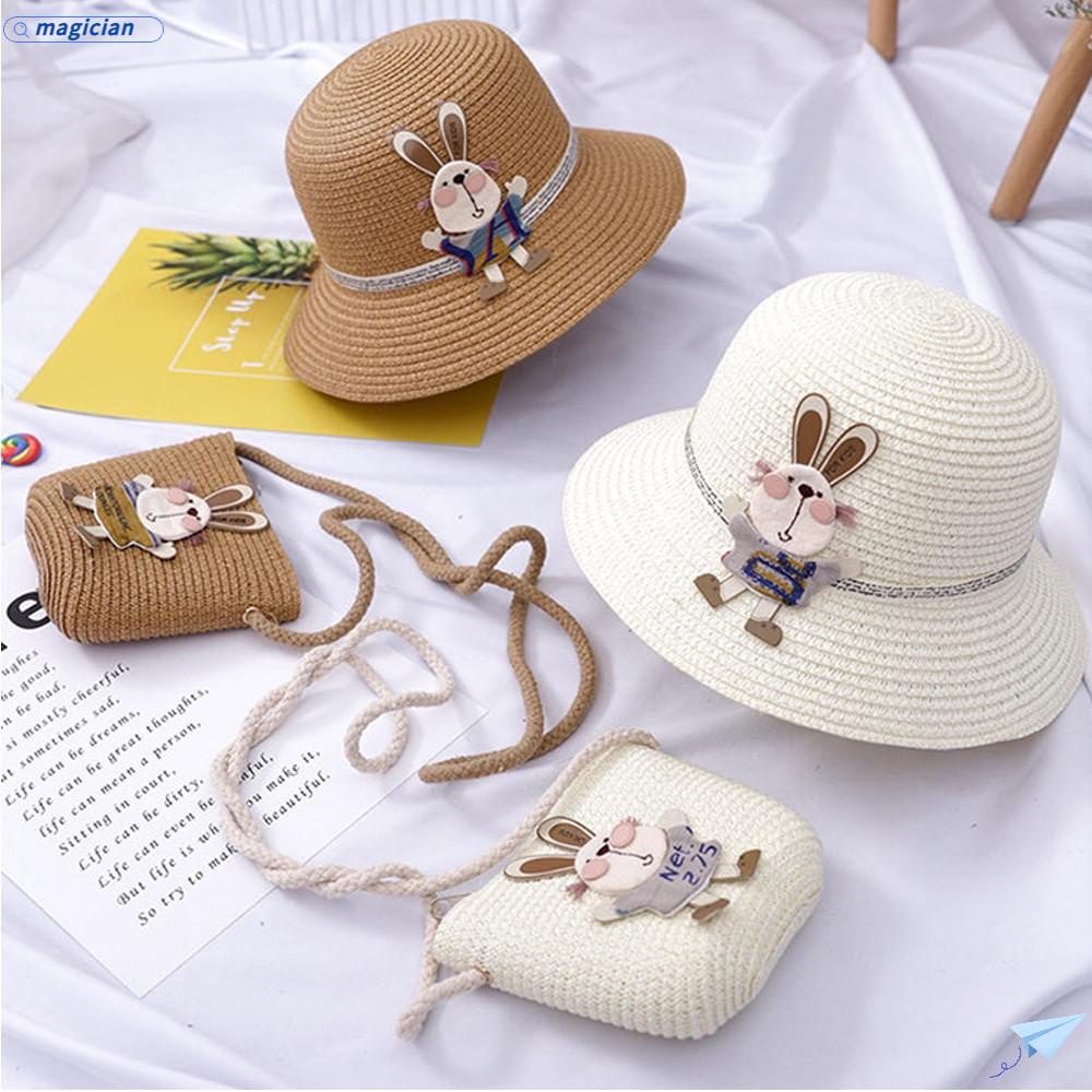 MAG Mũ Cói Đi Biển Thoáng Khí Thời Trang Mùa Hè Dành Cho Bé 2-8 Tuổi