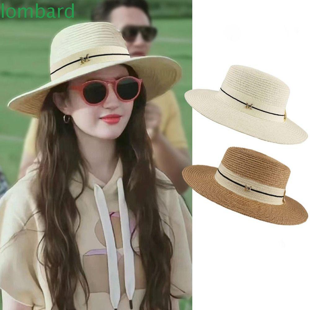 LOMBARD Mũ Cói Chống Nắng Tia UV Thoáng Khí In Chữ M Liu Yifei Phong Cách Hàn Quốc Mới