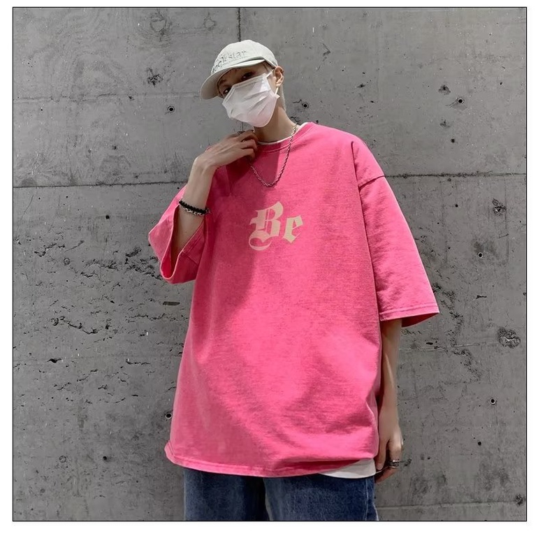 Áo Thun Cotton Tay Ngắn Cổ Tròn Dáng Rộng In Hình Trẻ Trung Hợp Thời Trang Cho Nam