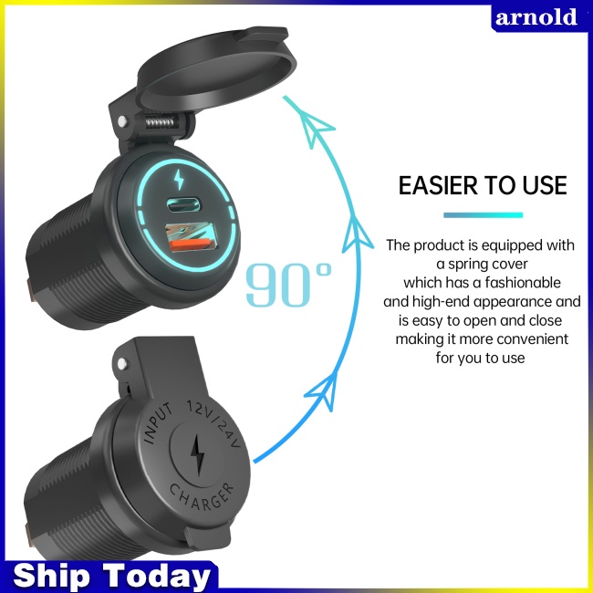 Thiết Bị Sạc Điện Thoại Hai Cổng Usb 12-24v Có Lò Xo Cho Xe Hơi Xe Máy