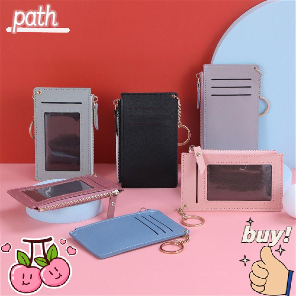 PATH Ví Da PU Đựng Tiền Xu Phối Khóa Kéo Tiện Dụng Cho Nam Nữ