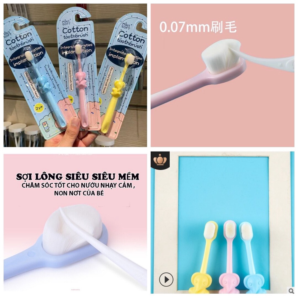 Bàn chải đánh răng từ sợi lông tơ siêu mềm không đau cho bé