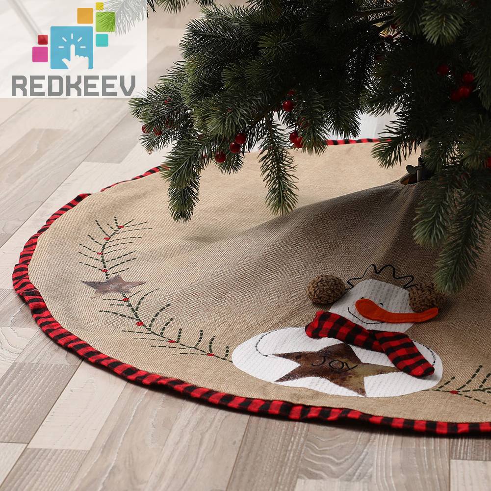 Thảm Thêu Họa Tiết Người Tuyết 110cm Trang Trí Cây Thông Giáng Sinh