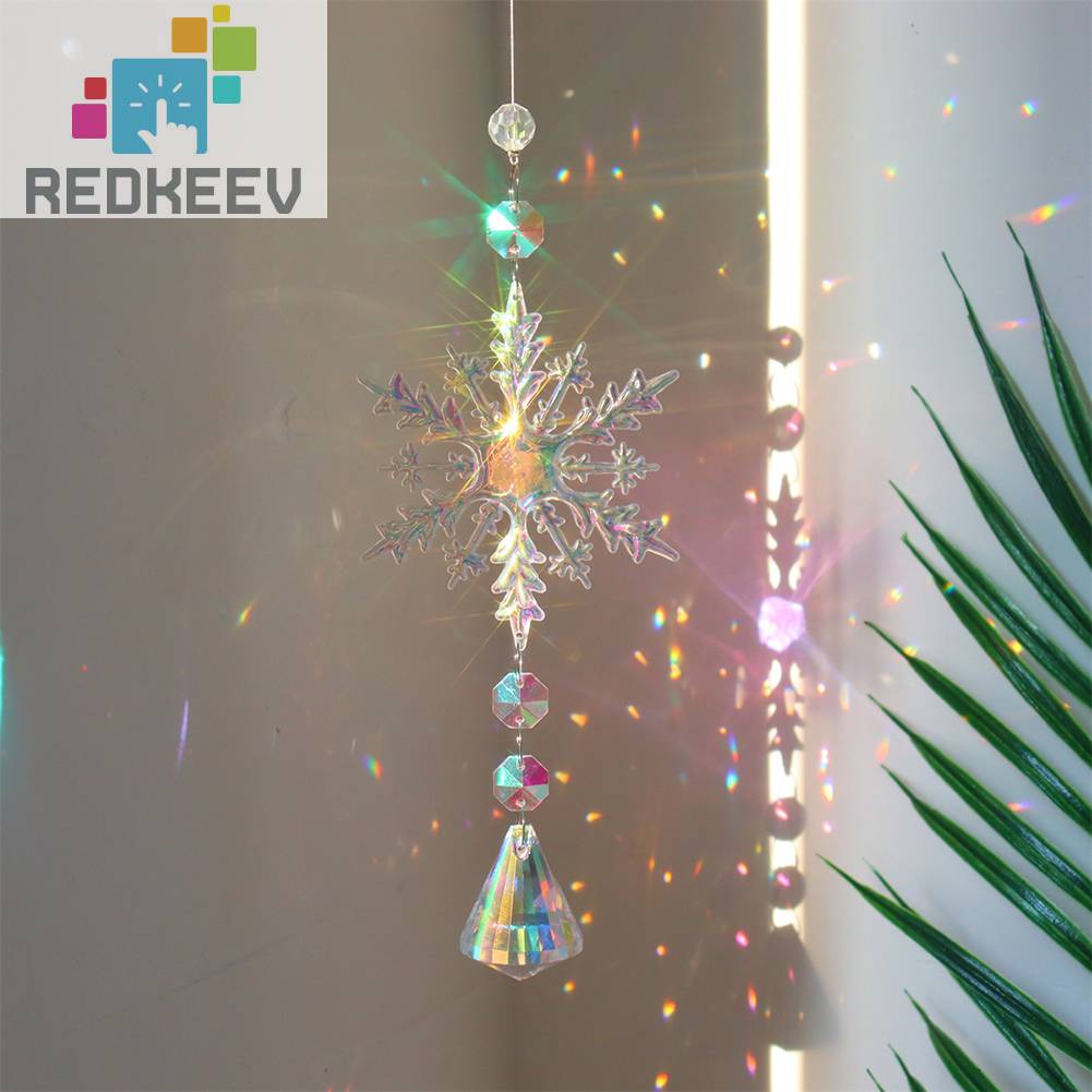 Chuông Gió Hình Bông Tuyết Pha Lê Phản Quang Siêu Bền Treo Trang Trí Phòng Khách