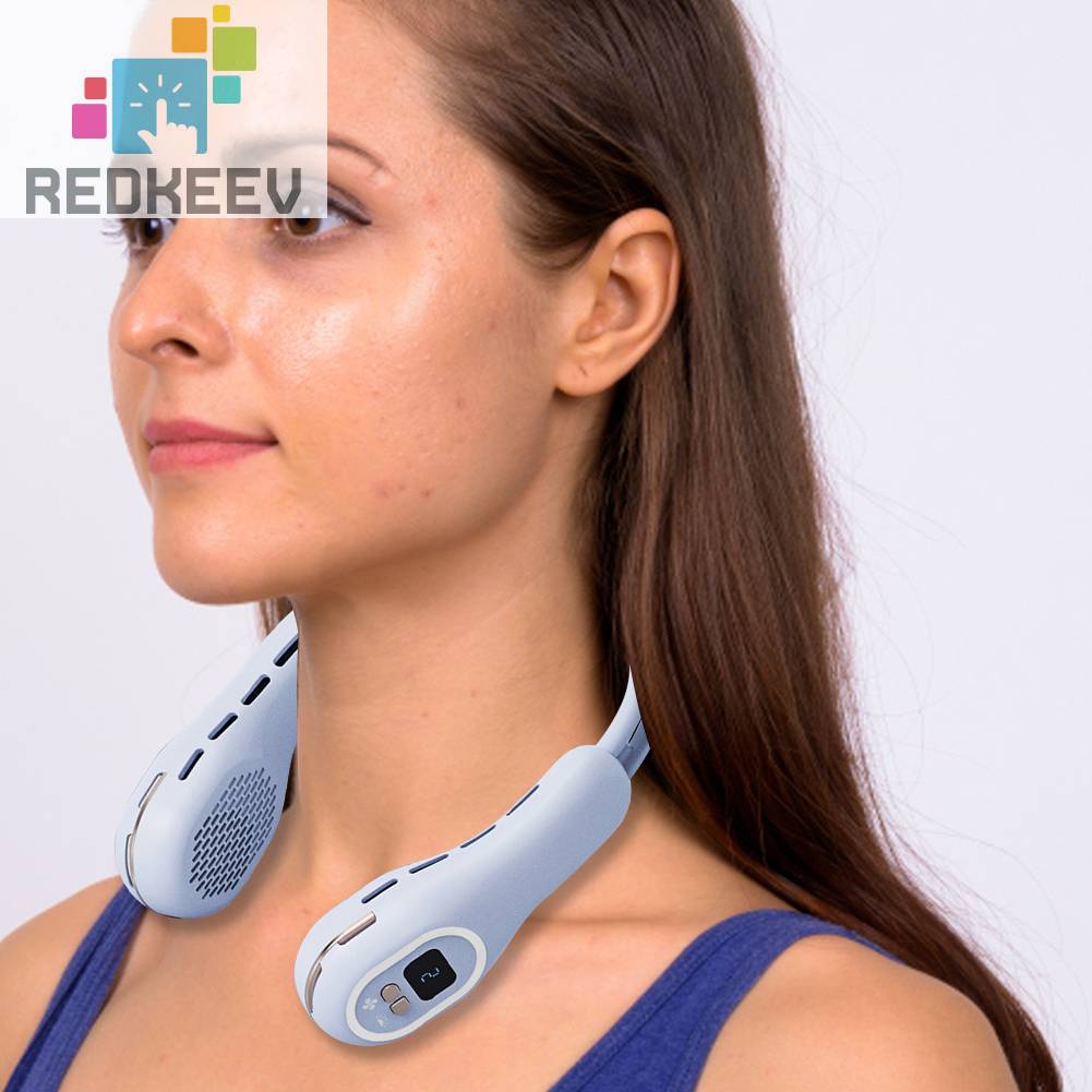 Quạt Điện Làm Mát Mùa Hè Đeo Cổ 3 Tốc Độ Màn Hình Kỹ Thuật Số Không