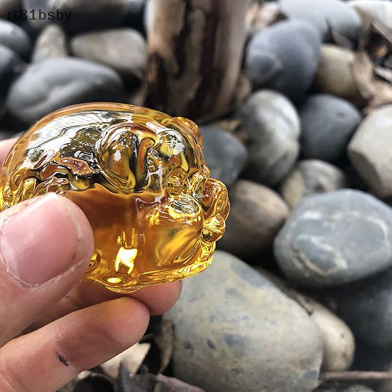 Mô Hình Chú Heo Bằng Thủy Tinh Màu Vàng Dùng Trang Trí Tiểu Cảnh