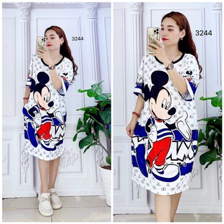 (55kg đến 85kg) Đầm Suông Thun 3D Big Size Chất thun co giãn - D3244