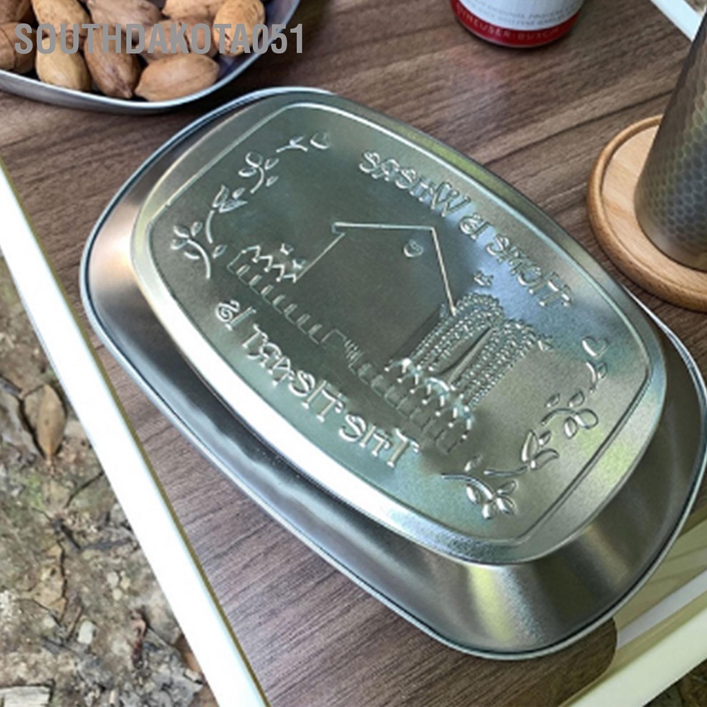 Southdakota051 Khay Đựng Hoa Quả Phong Cách Retro Thực Phẩm Thép Không Gỉ Công Suất Lớn Sâu Hơn Cỡ Nòng Tròn Các Góc Di Động Cắm Trại Bộ Đồ Ăn