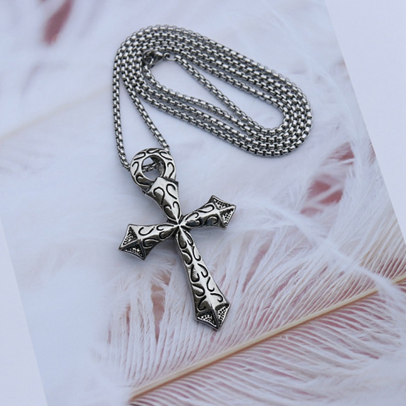 Ygt Vòng cổ Thép Không Gỉ Dài 50cm Phối Mặt Thánh Giá Phong Cách Punk Cá Tính Dành Cho Cả Nam Và Nữ