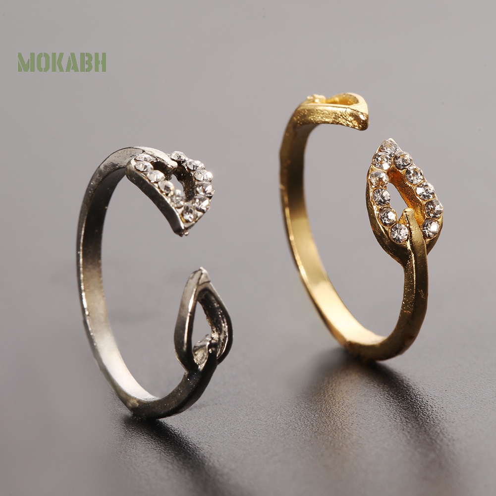 Nhẫn Đeo Tay Họa Tiết Hình Chiếc Lá Đính Đá Có Thể Điều Chỉnh Kích Thước Thời Trang Cho Nữ