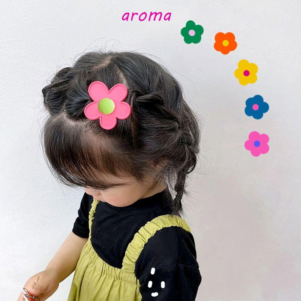 AROMA Kẹp Tóc Mái Bằng Nhựa Hình Hoa Màu Sắc Ngọt Ngào Cho Nữ