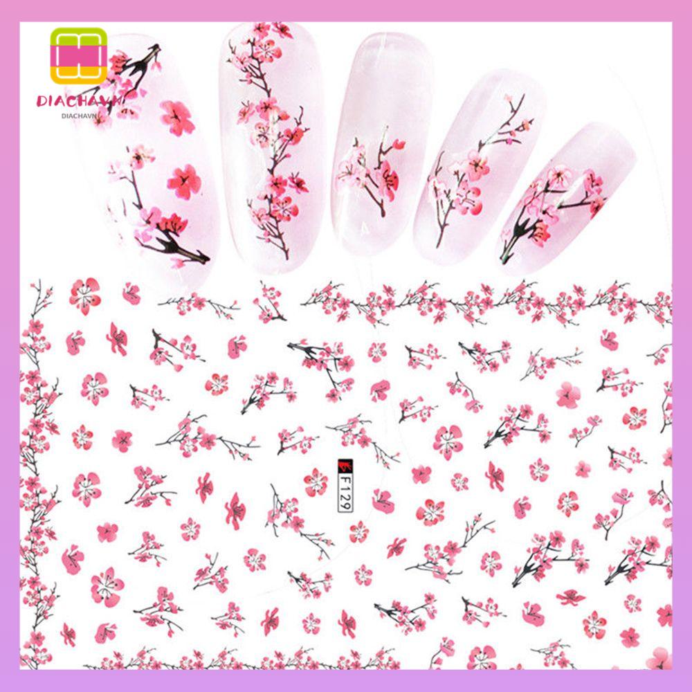 DIACHAVN Miếng Dán Trang Trí Móng Tay Họa Tiết Hoa Thời Trang Cho Nữ