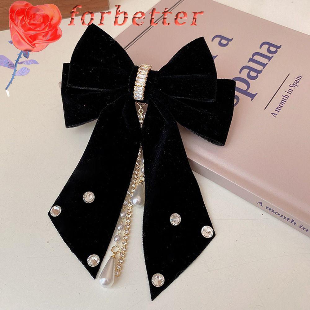 FORBETTER Kẹp Tóc Nhung Phối Tua Rua Phong Cách Vintage Thanh Lịch Mới Cho Nữ