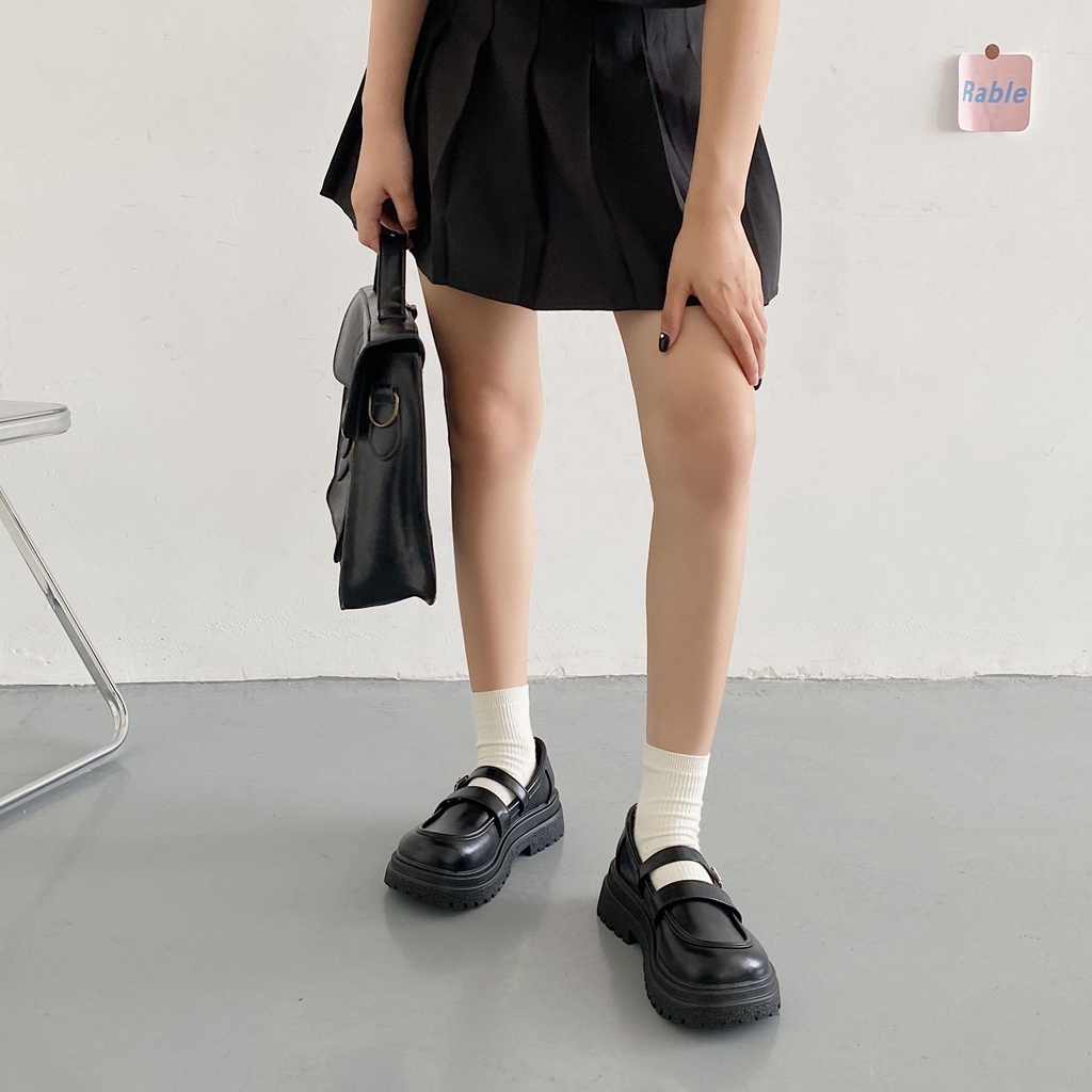 Giày Da Đế Dày Phong Cách Retro Nhật Bản Ngọt Ngào Cho Nữ