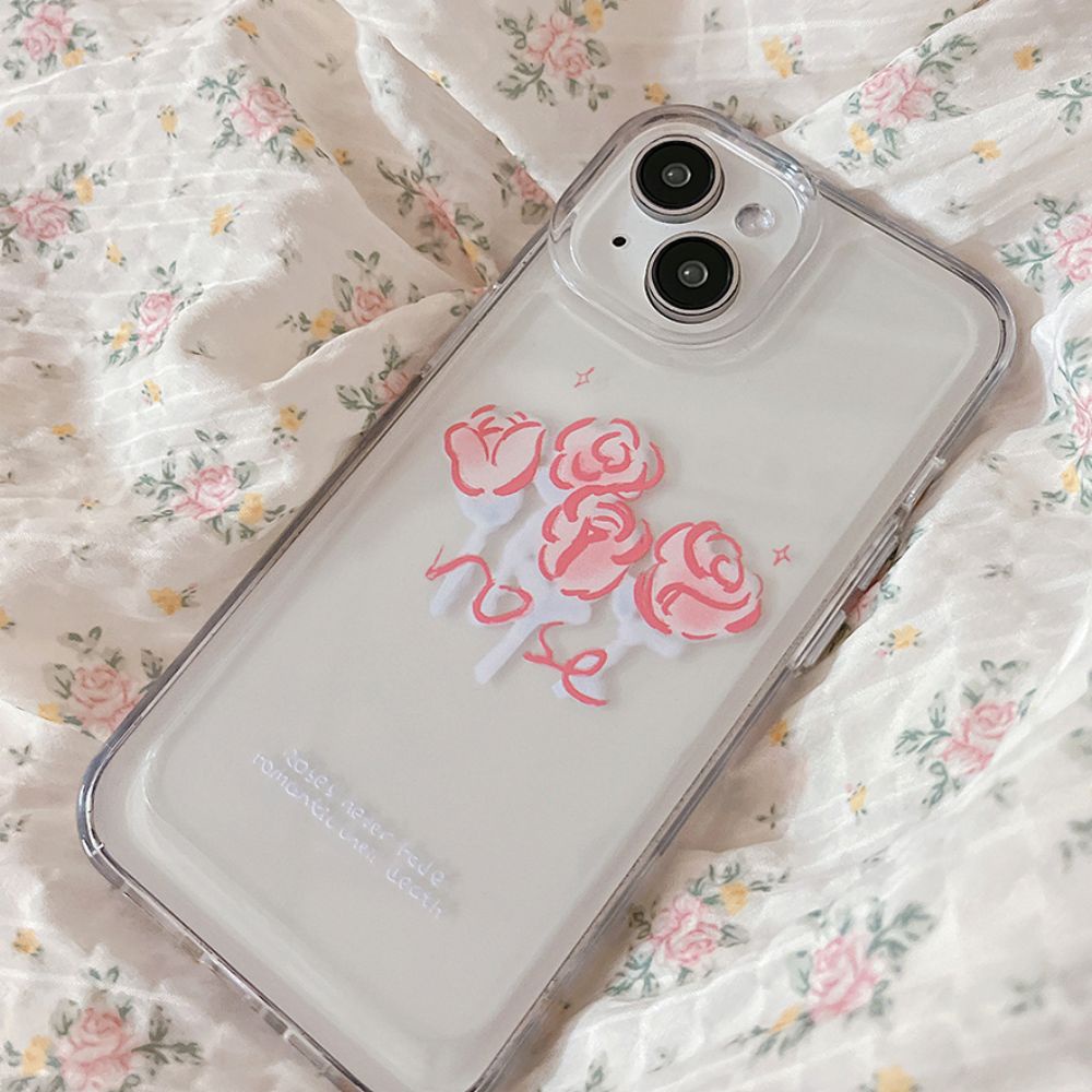 Ốp Điện Thoại TPU Mềm Chống Rơi Chống Dấu Vân Tay Họa Tiết Hoa Hồng Graffiti Cho IPhone 14 13 12 11 Pro Max X XR 8 7 Plus