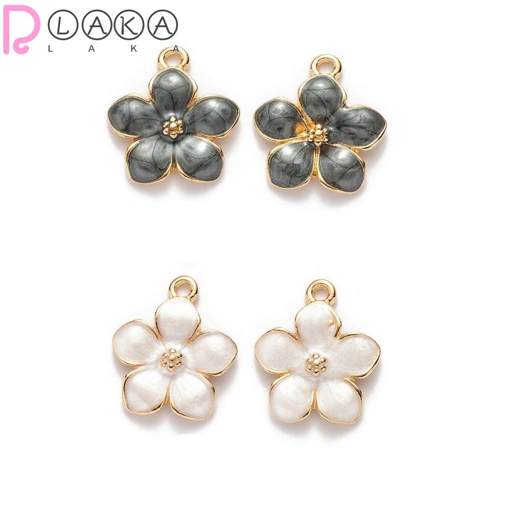 LAKAMIER Mặt Dây Chuyền Hình Hoa Anh Đào Bằng Hợp Kim Tráng Men Màu Đen / Trắng Độc Đáo DIY