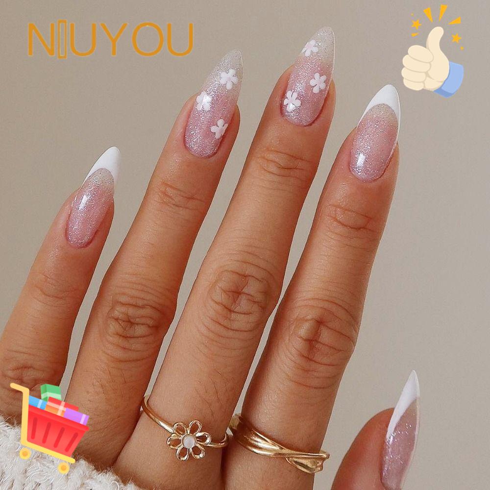NIUYOU Bộ Móng Tay Giả Kiểu Pháp Tự Làm