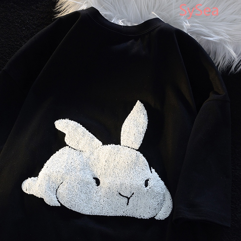 Áo Thun Ngắn Tay Cổ Tròn Họa Tiết Thỏ Đáng Yêu Thời Trang Mùa Hè Hàn Quốc Cho Nữ