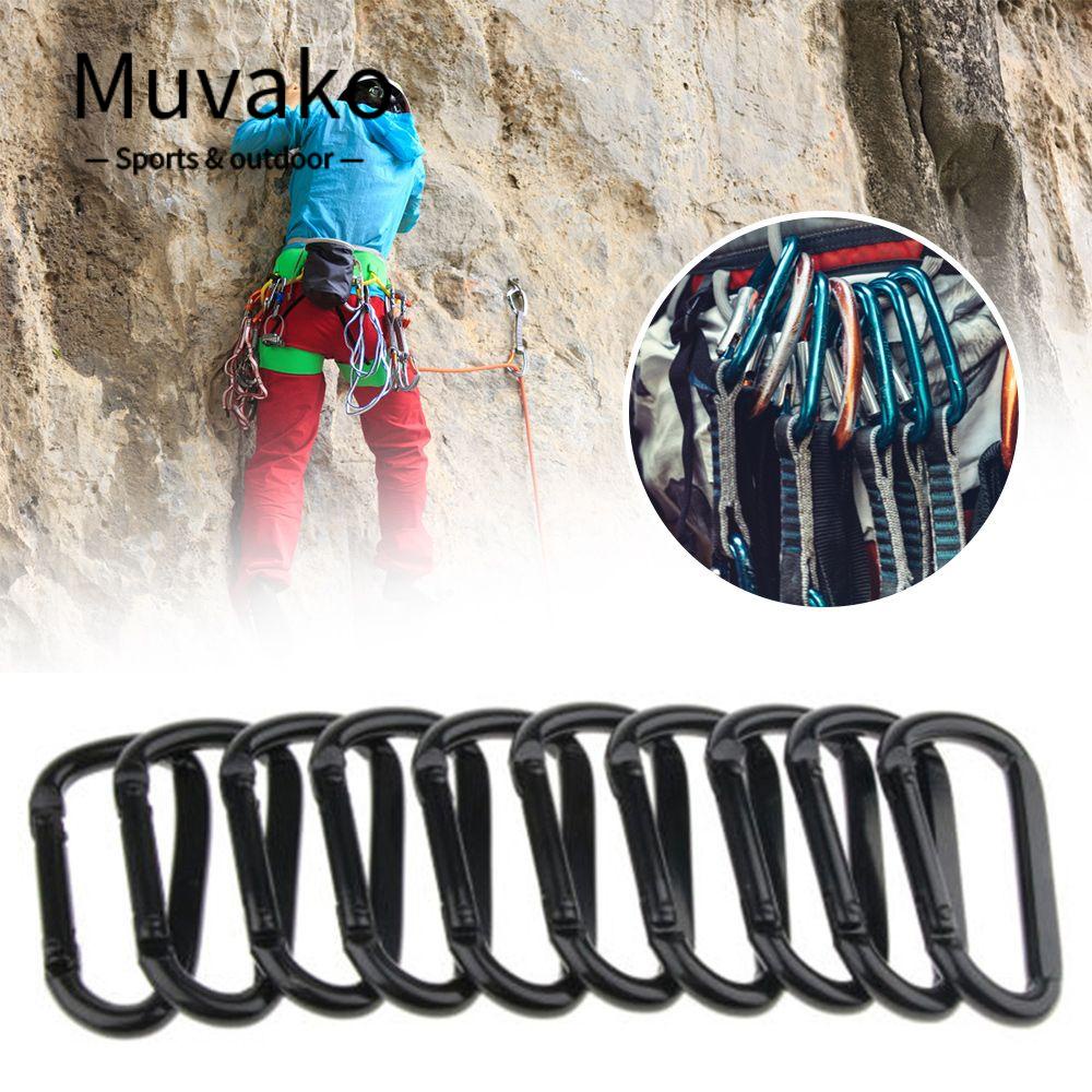 MUVAKO Set 10 / 20 Móc Khóa Leo Núi Bằng Hợp Kim Nhôm Màu Đen