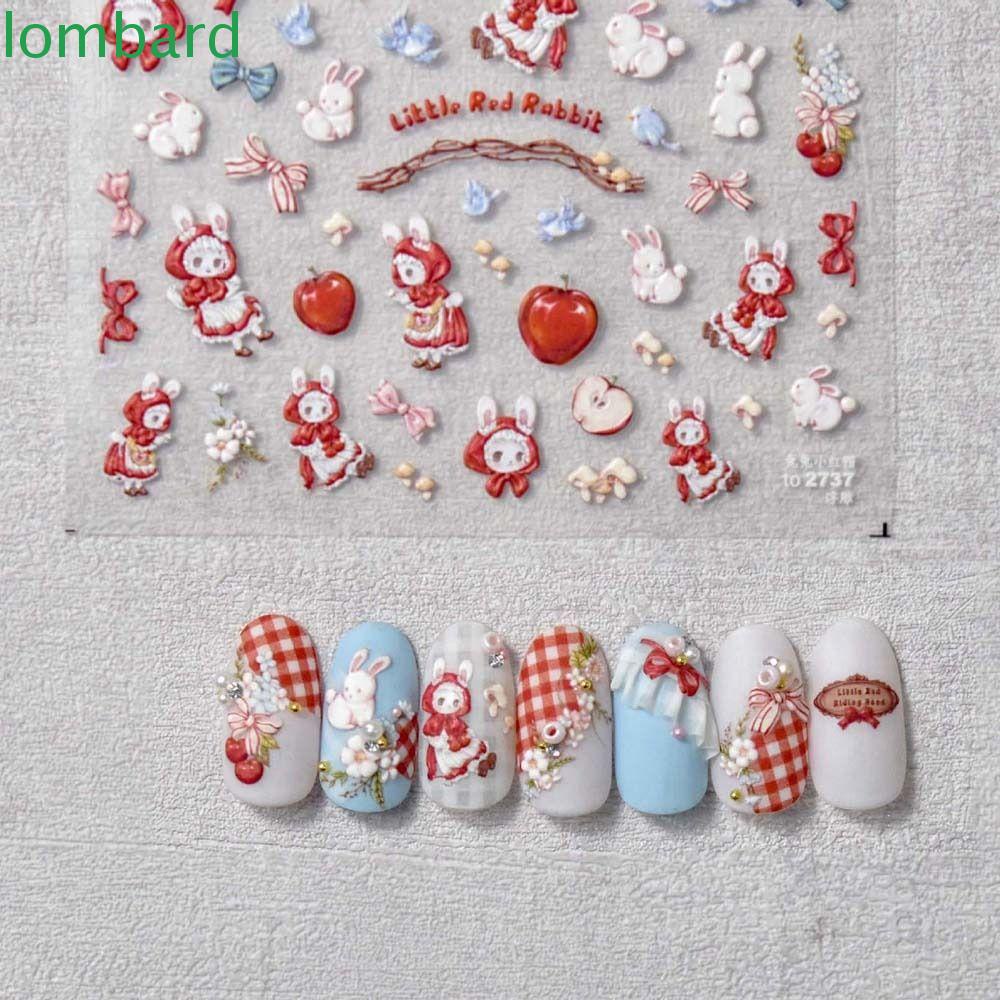 LOMBARD Miếng Dán Trang Trí Móng Tay Họa Tiết Hoạt Hình Dễ Thương