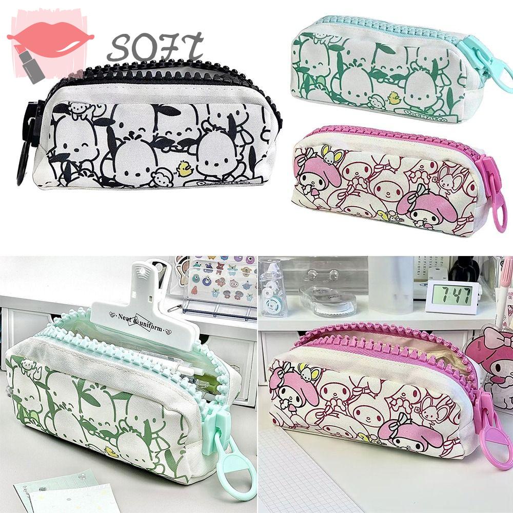 SOFTNESS Túi Đựng Bút Bằng Vải Canvas Cỡ Lớn Họa Tiết My Melody Dễ Thương