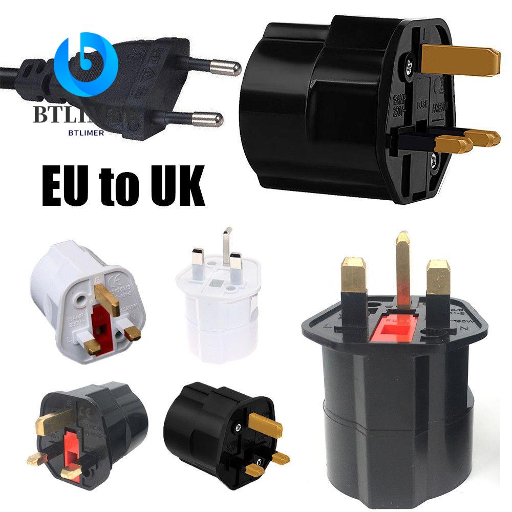 BTLIMER Ổ Cắm Điện Chuyển Đổi EU Sang UK 2 Pin 250V 13A