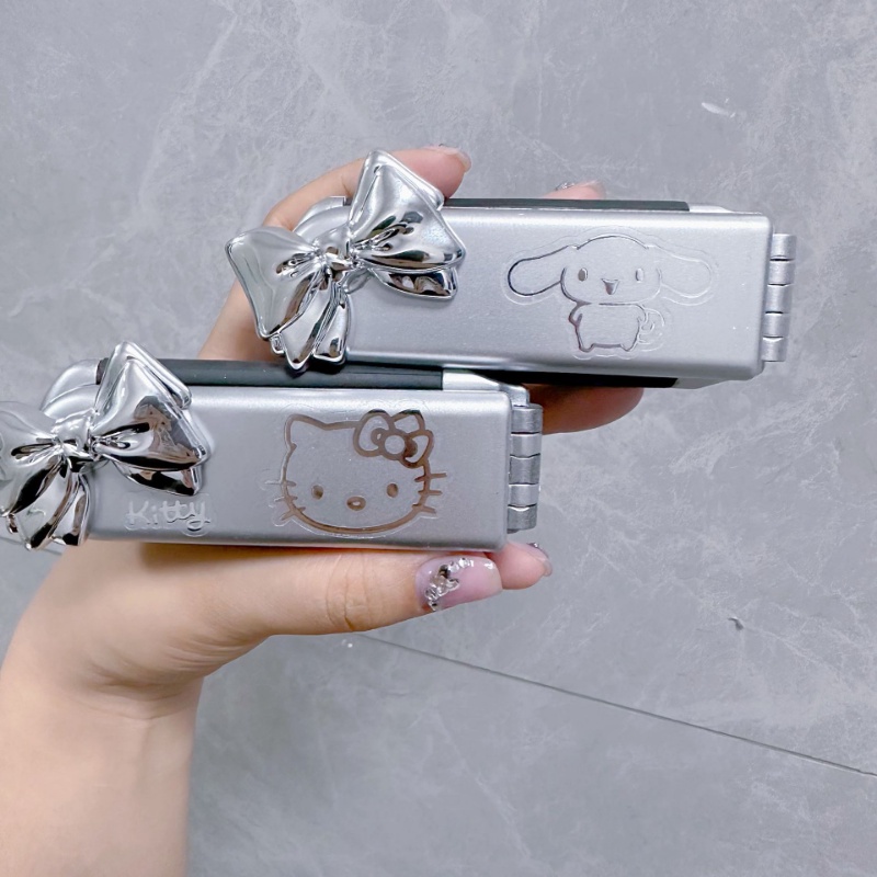 New Cartoon Big Two Dog Portable Folding Air Bag Comb Girl New Cat Portable Makeup Mirror Dual Purpose Mirror Comb Jewelry