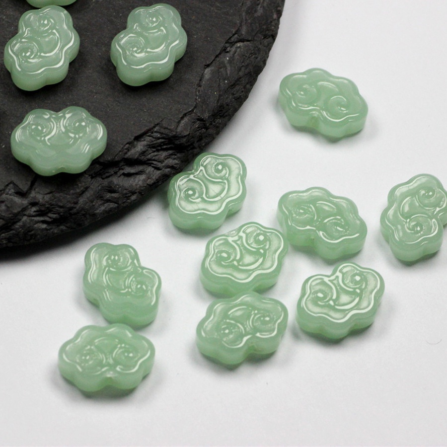 Set 50 Hạt Thủy Tinh 9x13mm Lỗ Thẳng Phối Tua Rua Trang Trí Kẹp Tóc DIY