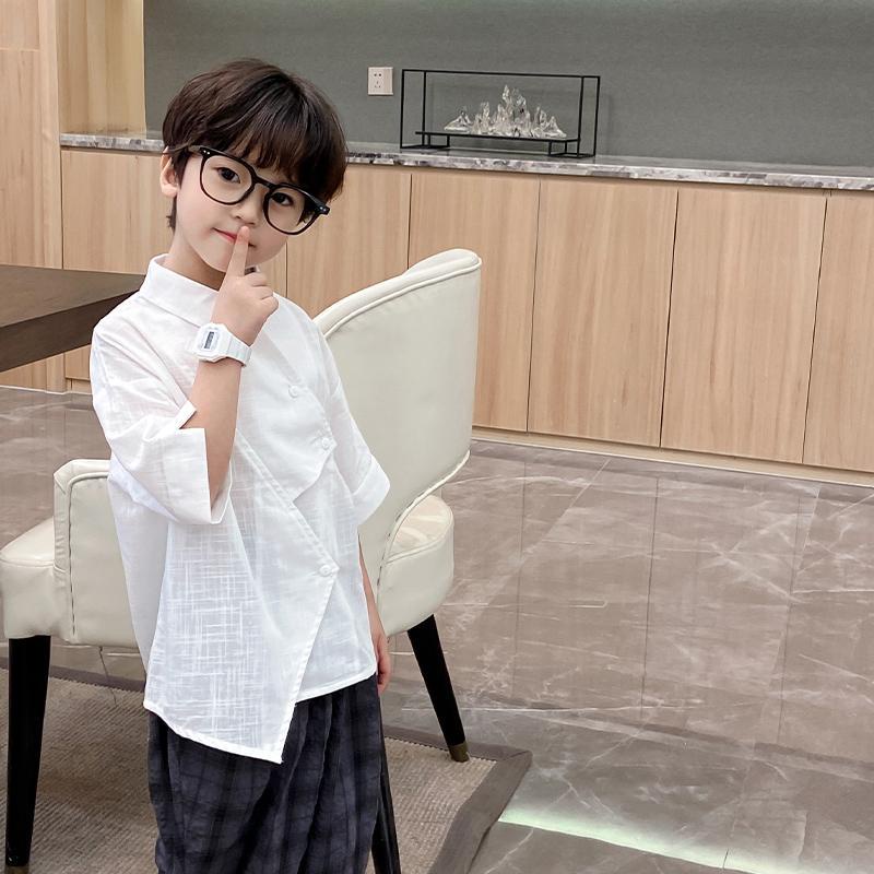 Áo Sơ Mi Tay Ngắn Dáng Rộng Thời Trang Mùa Hè Cho Bé Trai