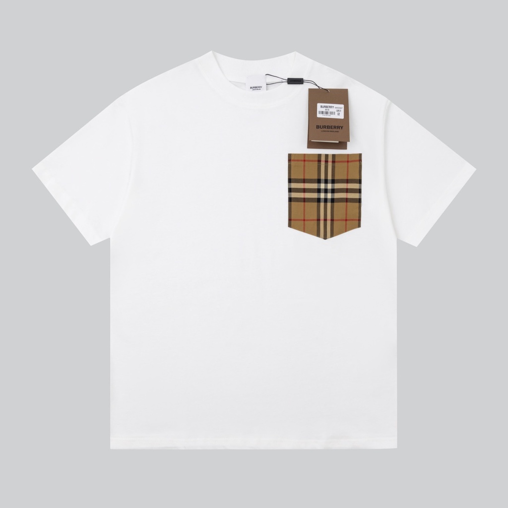 Áo Thun Cotton 23ss Thiết Kế Túi Họa Tiết Kẻ Sọc Sang Trọng Phong Cách Đường Phố Cho Nam Và Nữ