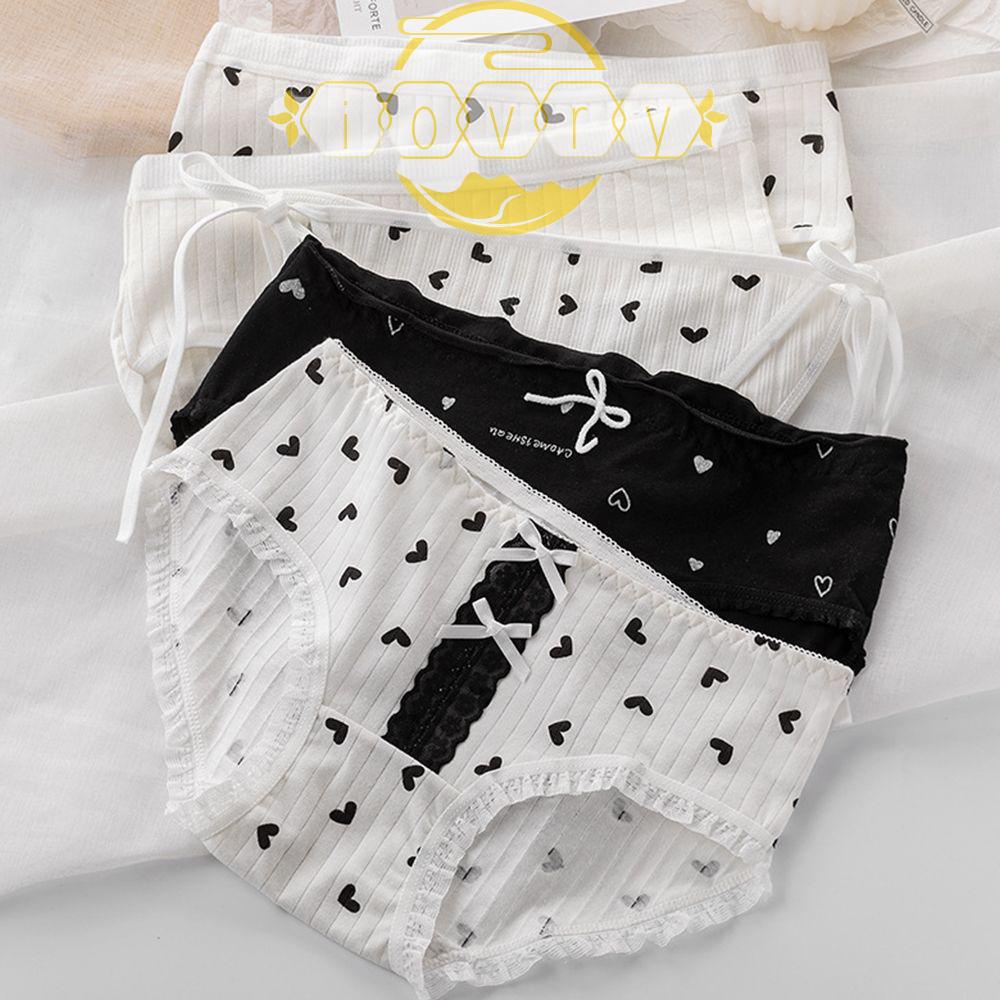 IVORY Quần Lót Cotton Lưng Vừa Đính Nơ Ren Phong Cách Lolita Dễ Thương Cho Nữ