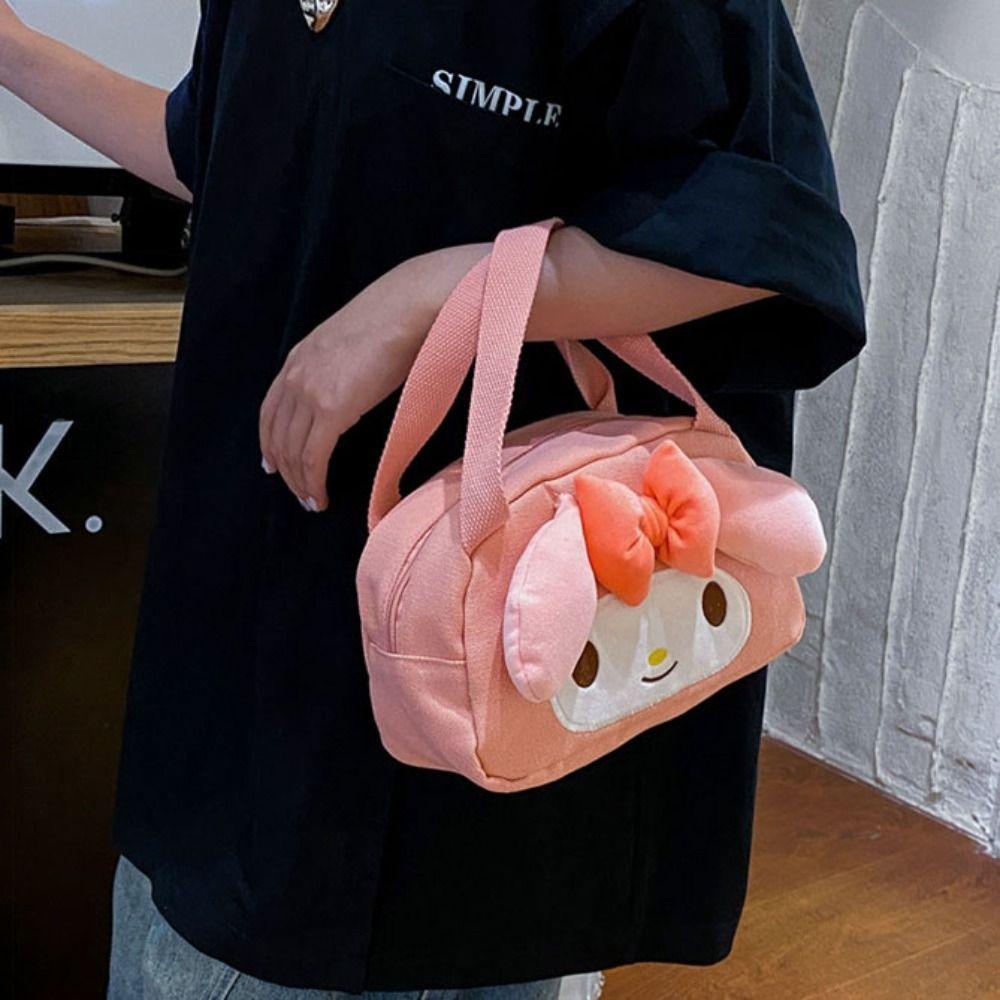 FALLFORBEAUTY Túi Xách Canvas In Hình Mèo Kitty Dễ Thương