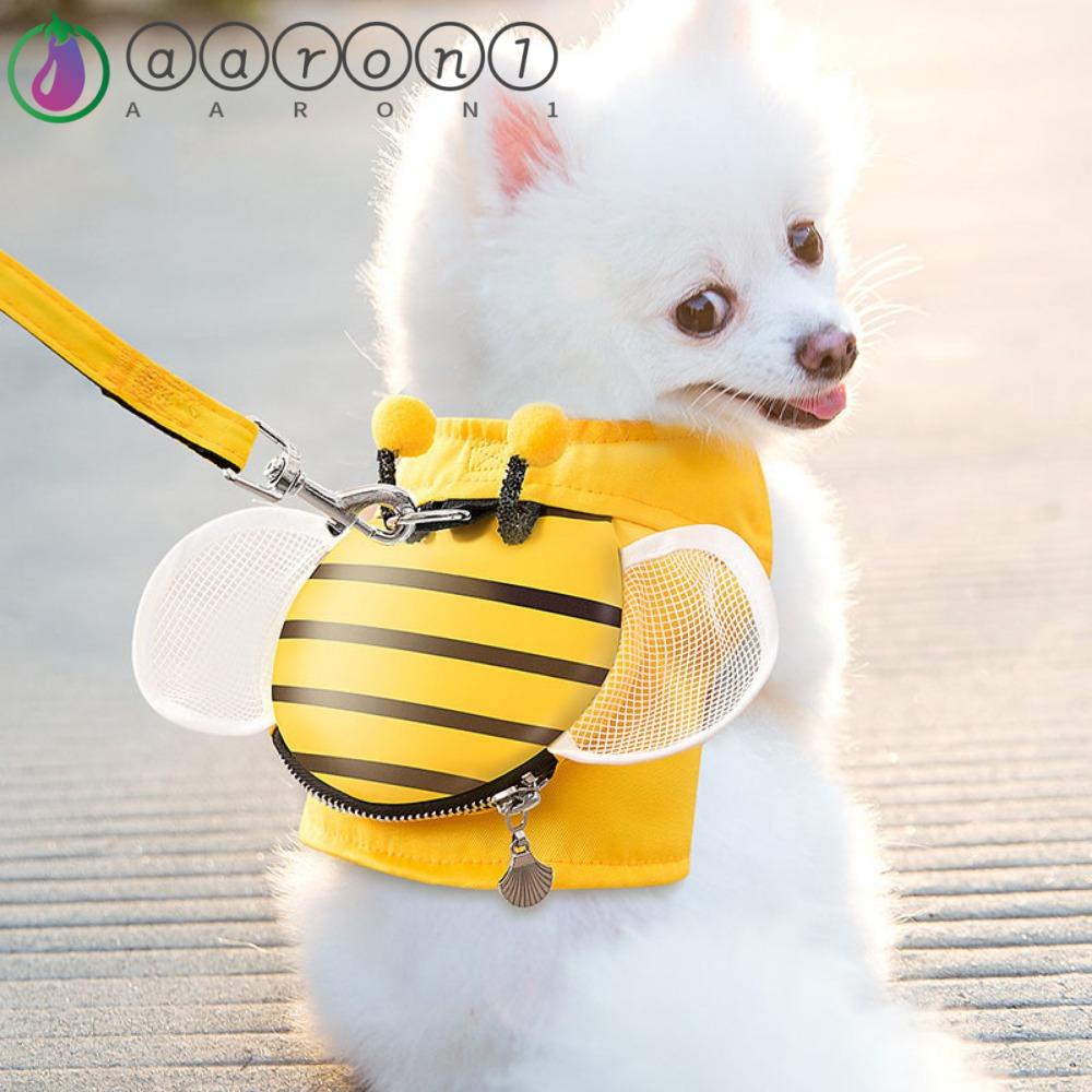 AARON1 Dây Dắt Thú Cưng Đi Dạo Thiết Kế Kiểu Chú Ong Hoạt Hình Kèm Túi Lưới Thoáng Khí Tiện