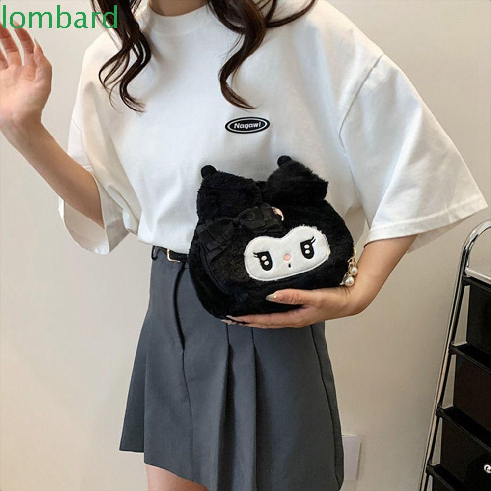 LOMBARD Túi Đựng Mỹ Phẩm Kuromi Bằng Vải Bông Sức Chứa Lớn Họa Tiết Hoạt Hình Melody Cho Nữ