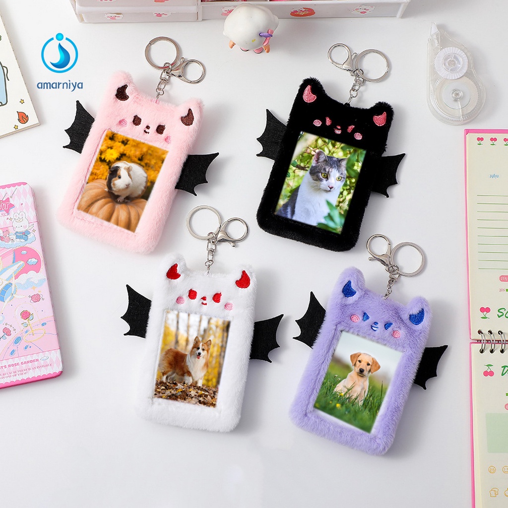 (Shop Amart) Vỏ Đựng Thẻ Dạng Móc Chìa Khóa Hình Mặt Quỷ Lông