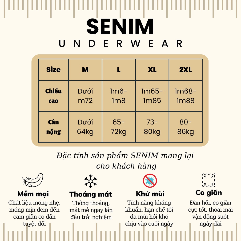 Combo 3 Quần sịp đùi nam không đường may, Quần boxer nam chất thun lạnh cao cấp SENIM s0203
